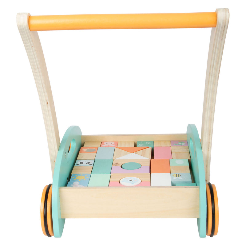 Load image into Gallery viewer, Small foot - houten baby walker loopwagen met blokken pastel, 35dlg.
