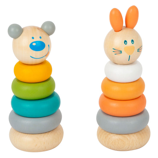Small foot - houten stapeltoren dier pastel, 6dlg.