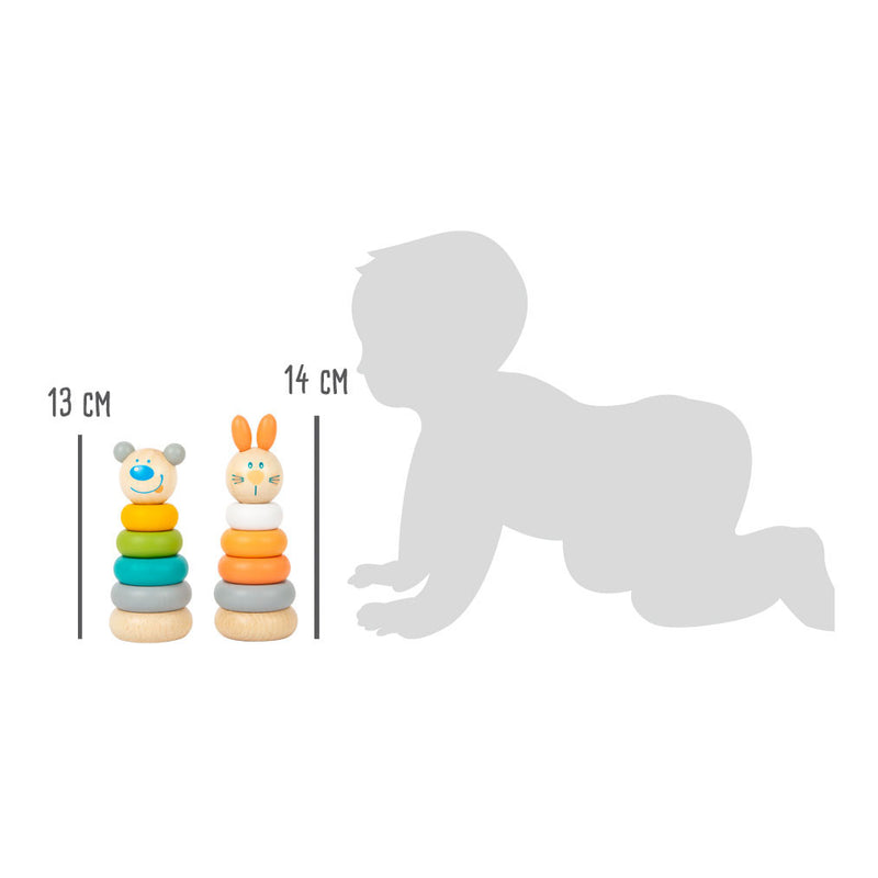 Load image into Gallery viewer, Small Foot Houten Stapeltoren Dier Pastel, 6dlg.

