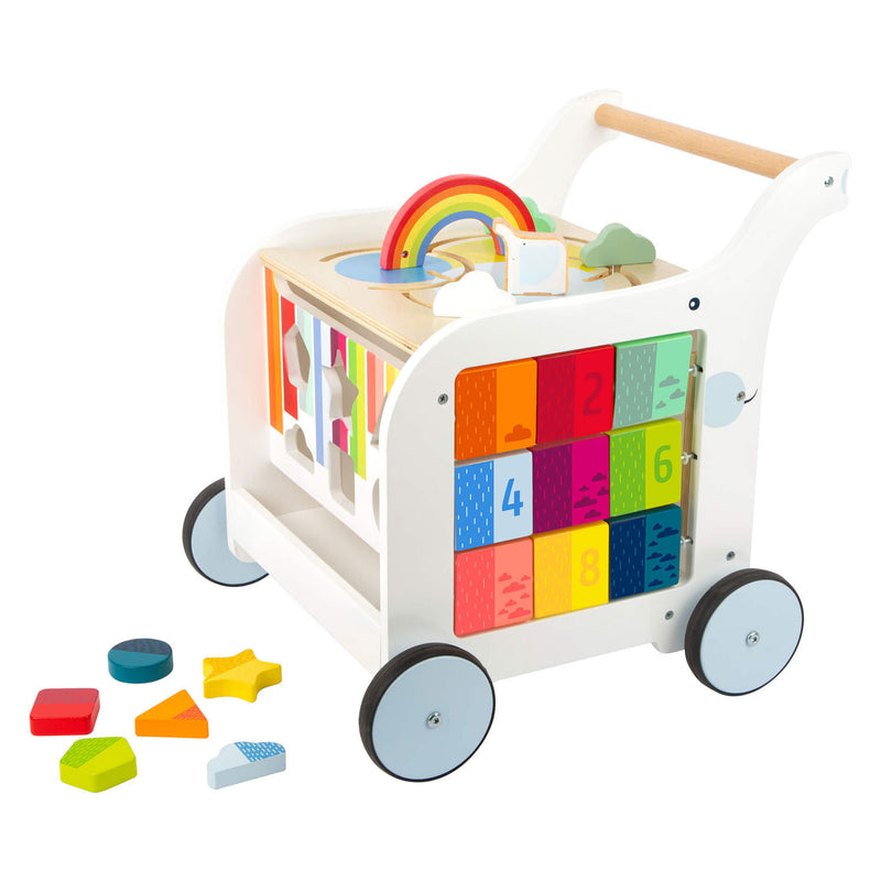 Load image into Gallery viewer, Small foot - houten baby walker loopwagen bloemen
