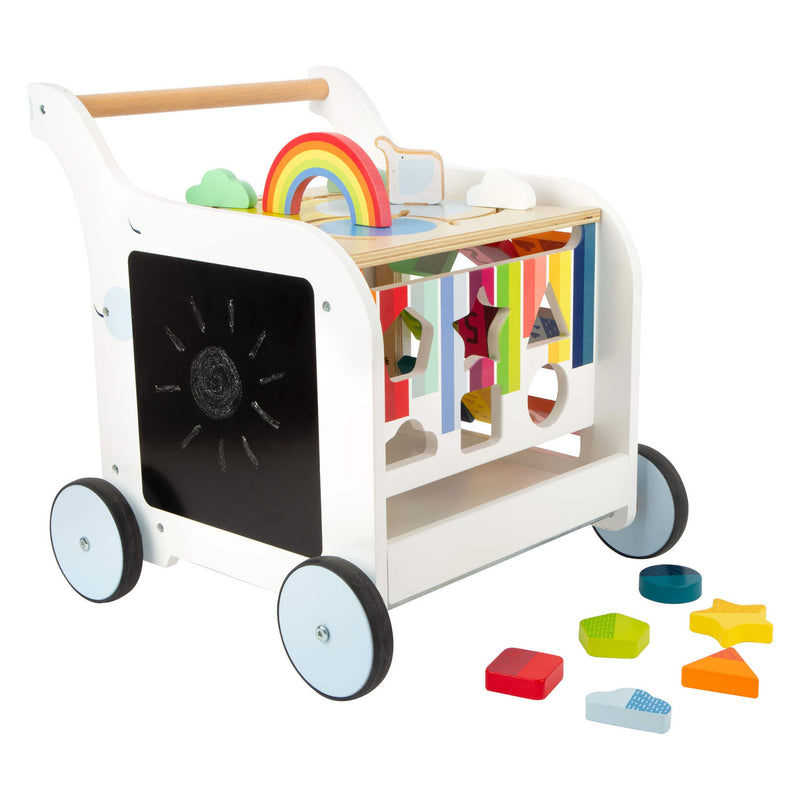 Load image into Gallery viewer, Small foot - houten baby walker loopwagen bloemen
