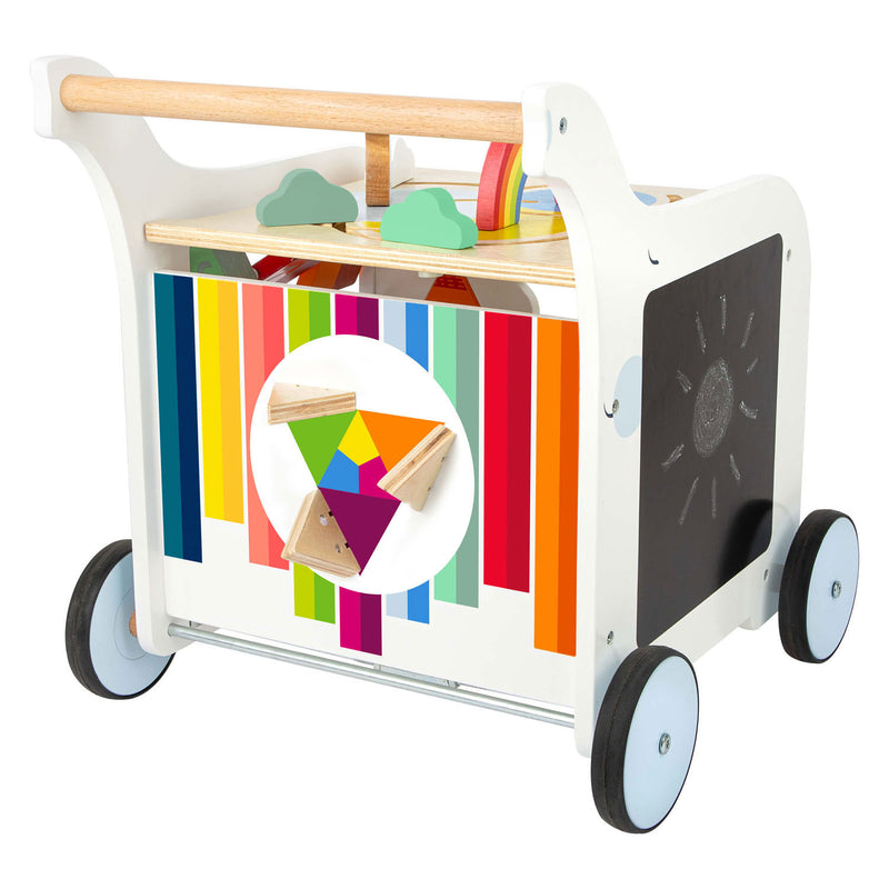 Load image into Gallery viewer, Small foot - houten baby walker loopwagen bloemen
