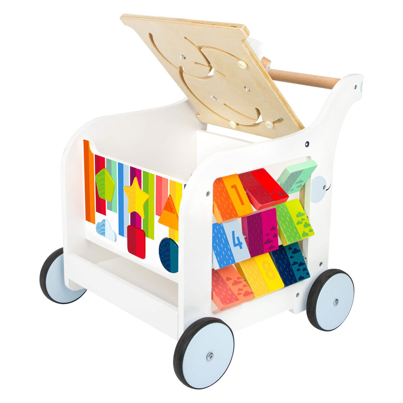 Load image into Gallery viewer, Small foot - houten baby walker loopwagen bloemen

