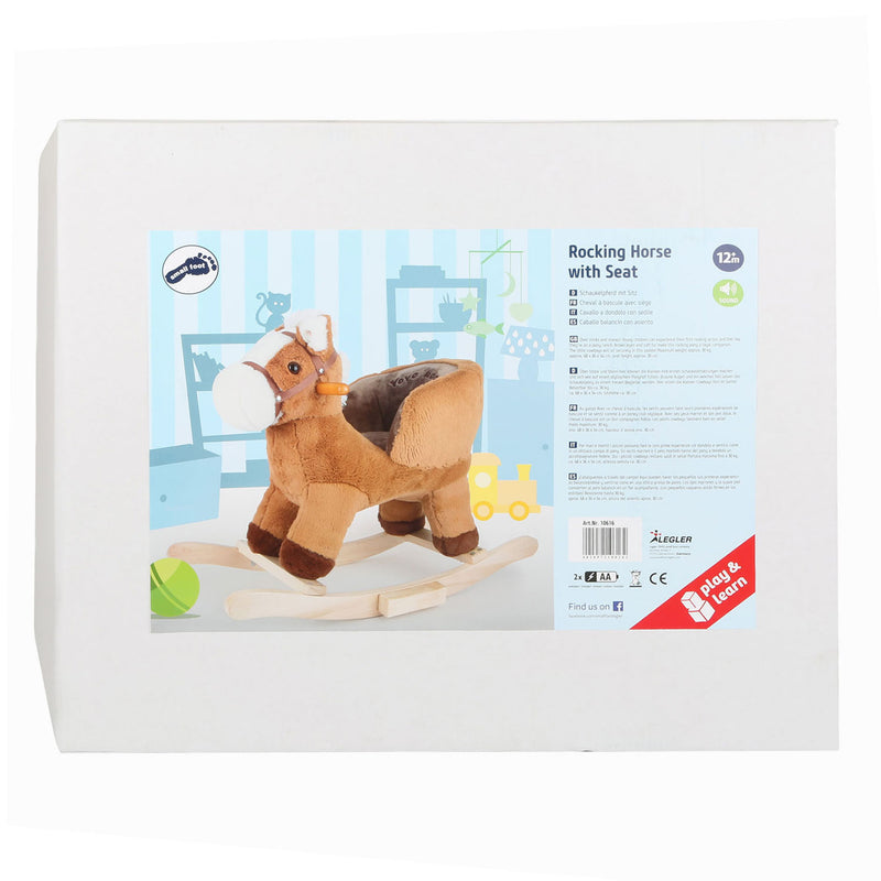 Load image into Gallery viewer, Small foot - houten schommelpaard bruin met zitje en geluid
