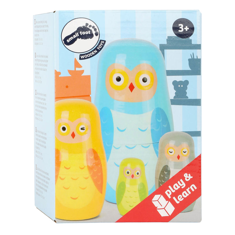 Load image into Gallery viewer, Small Foot Houten Matroesjka Poppen Uilen Familie
