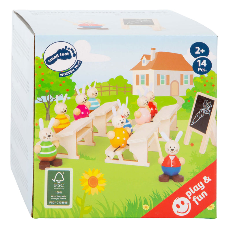 Load image into Gallery viewer, Small Foot Houten Poppenhuis Konijnen School Klas Speelset
