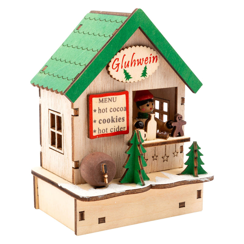 Load image into Gallery viewer, Small Foot Houten Decoratie Kerstmarkt met Lampjes, Set van 3

