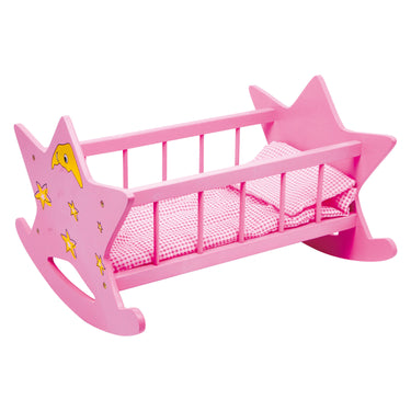 Small foot - houten poppenbed ster roze