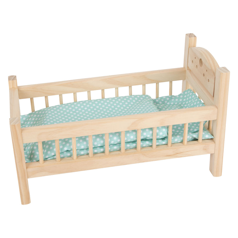 Load image into Gallery viewer, Small foot - houten poppenbed natuurlijk met beddengoed, 4ldg.
