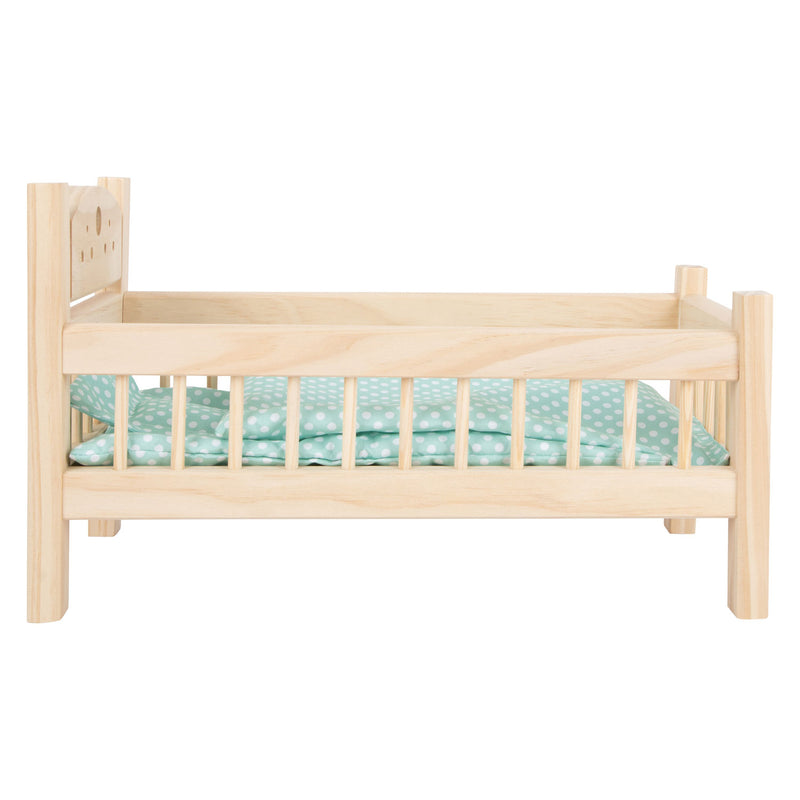 Load image into Gallery viewer, Small foot - houten poppenbed natuurlijk met beddengoed, 4ld
