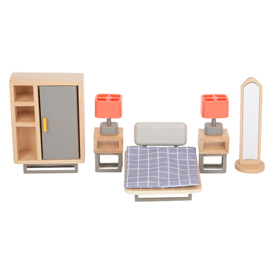 Small foot - houten poppenhuis meubeltjes modern complete set, 31dlg.