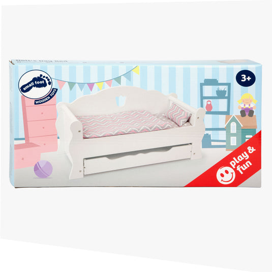 Small foot - houten poppenbed met lade en beddengoed, 4dlg.