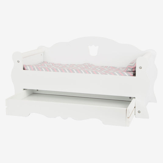Small foot - houten poppenbed met lade en beddengoed, 4dlg.