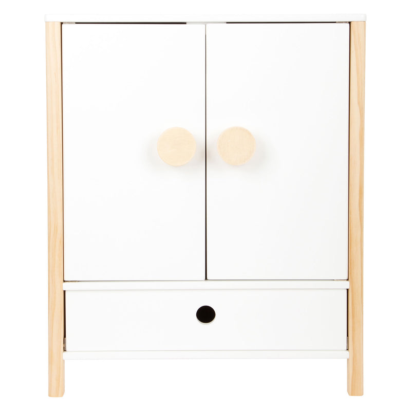 Load image into Gallery viewer, Small foot - houten poppen kledingkast little button met hangers , 3dlg.
