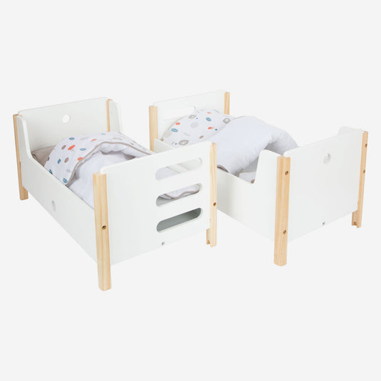Small foot - houten poppenhoogslaper little button met beddengoed, 6dlg.