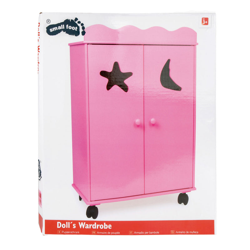 Load image into Gallery viewer, Small foot - houten poppen kledingkast roze
