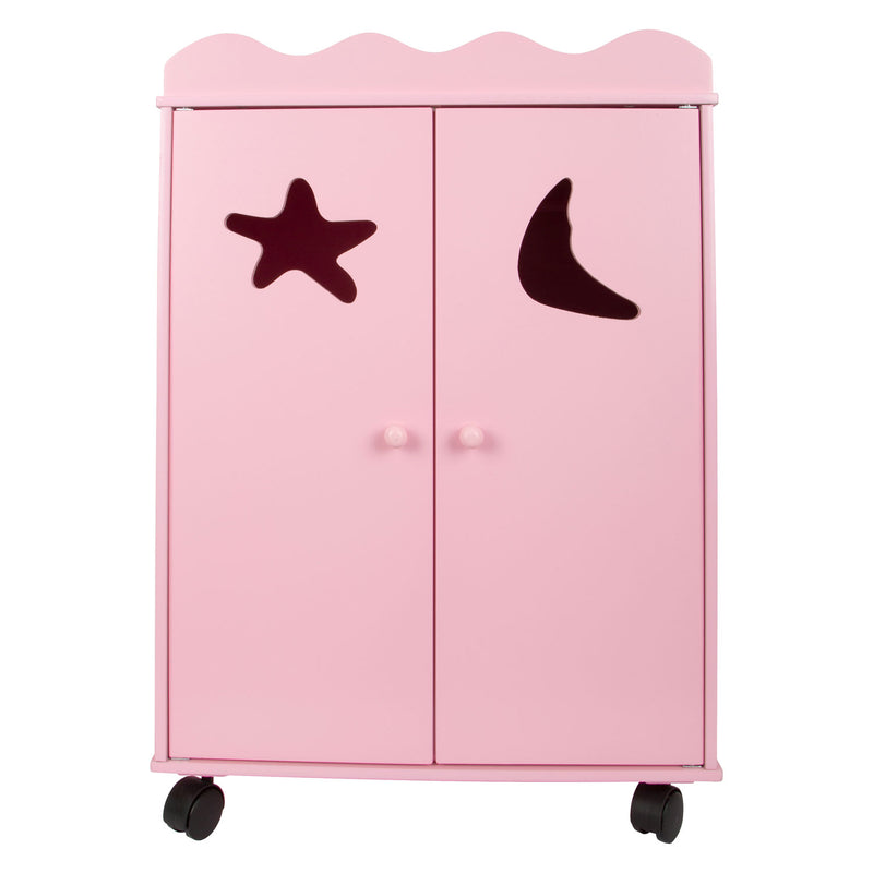 Load image into Gallery viewer, Small foot - houten poppen kledingkast roze
