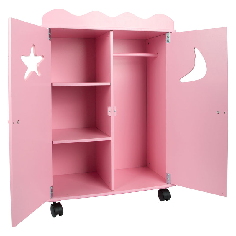 Load image into Gallery viewer, Small foot - houten poppen kledingkast roze
