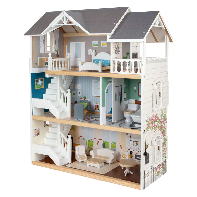 Load image into Gallery viewer, Small foot - houten urban villa poppenhuis met accessoires, 13dlg.
