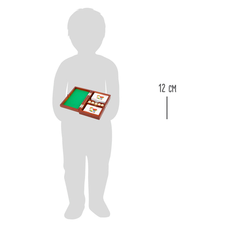 Load image into Gallery viewer, Small foot - speelkaarten en dobbelspel in houten kist
