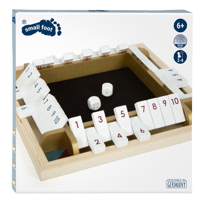 Afbeelding laden in galerijviewer, Small foot - shut the box houten dobbelspel gouden editie
