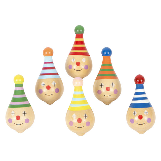 Small foot - houten tol clown - 6st.