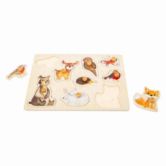 Small foot - houten noppenpuzzel bosdieren, 9st.