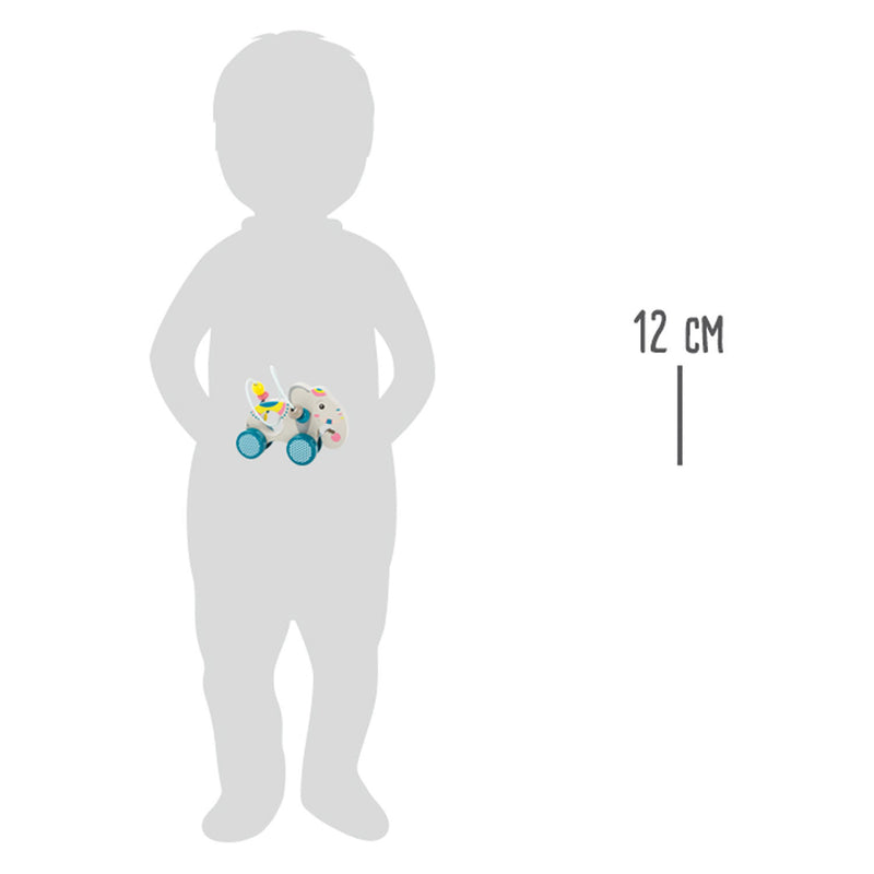 Load image into Gallery viewer, Small foot - houten duwfiguur olifant met motoriekspiraal
