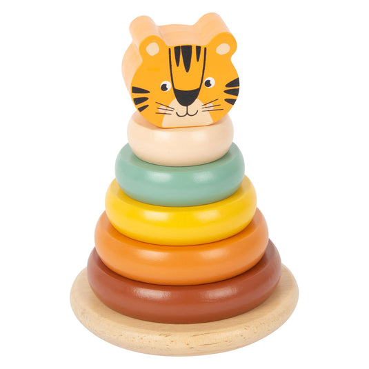 Small foot - houten stapeltoren safari tijger, 7dlg.