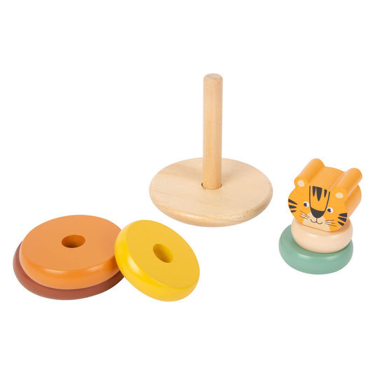 Small foot - houten stapeltoren safari tijger, 7dlg.