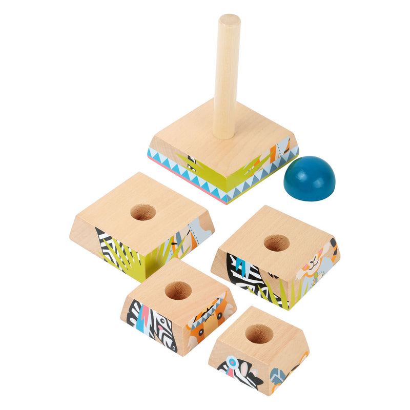 Load image into Gallery viewer, Small foot - houten stapeltoren jungle, 6dlg.
