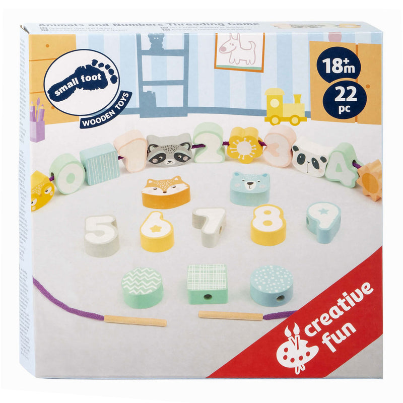 Load image into Gallery viewer, Small Foot Houten Rijgsspel Dieren en Cijfers, 22dlg.
