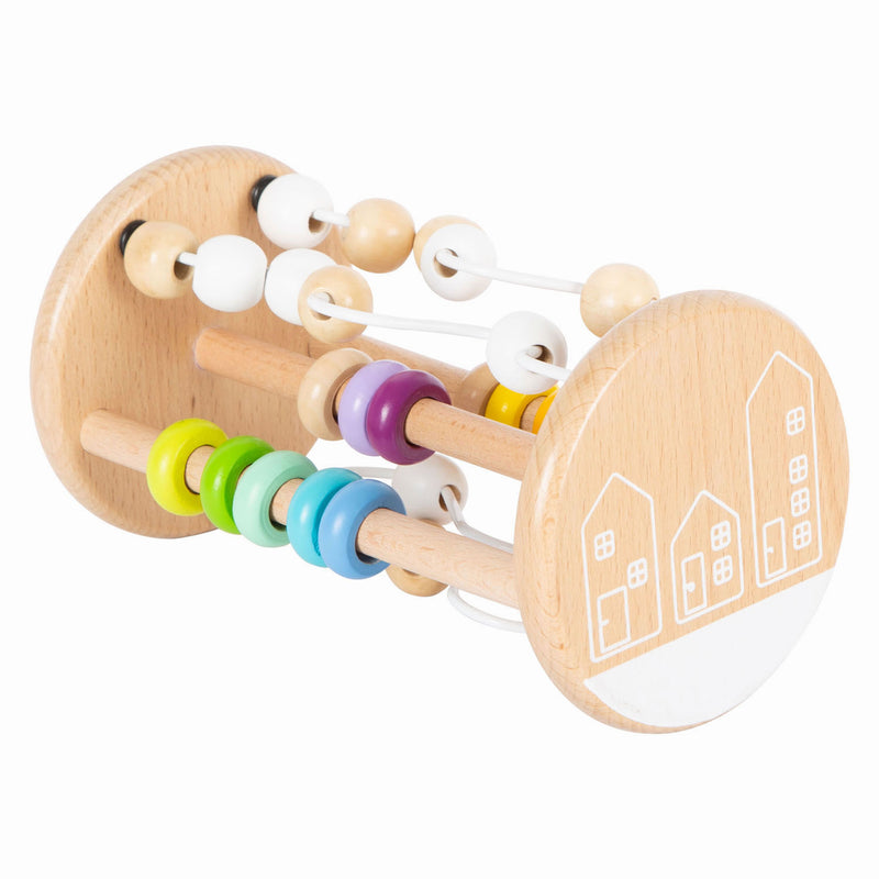 Load image into Gallery viewer, Small foot - houten rammelaar motoriekspiraal regenboog
