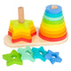 Small foot - houten stapeltoren regenboog cirkel en ster, 19dlg.