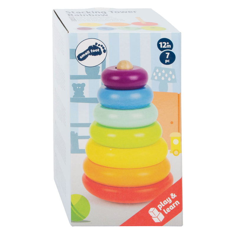 Load image into Gallery viewer, Small foot - houten stapeltoren regenboog, 7dlg.
