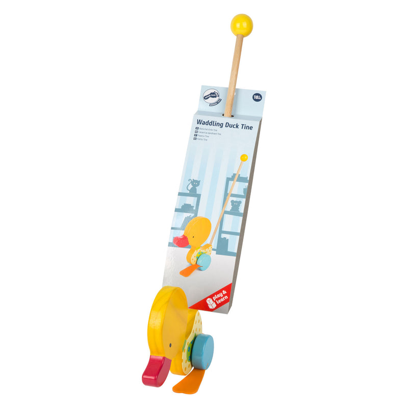 Load image into Gallery viewer, Small foot - houten duwfiguur eend tina met stok
