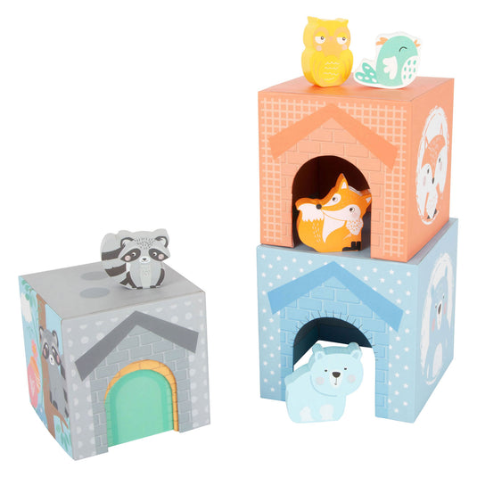 Small foot - stapeltoren met bosdieren pastel, 10dlg.