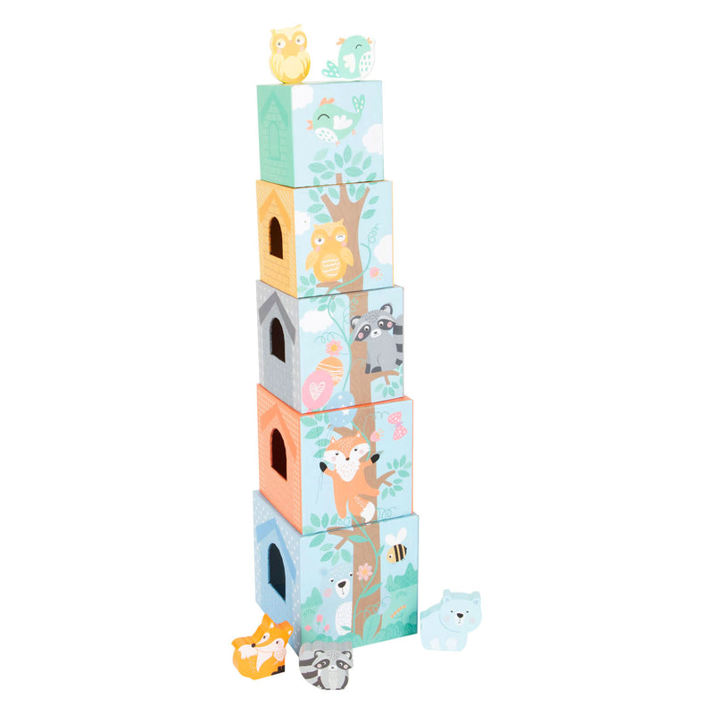 Load image into Gallery viewer, Small foot - stapeltoren met bosdieren pastel, 10dlg.
