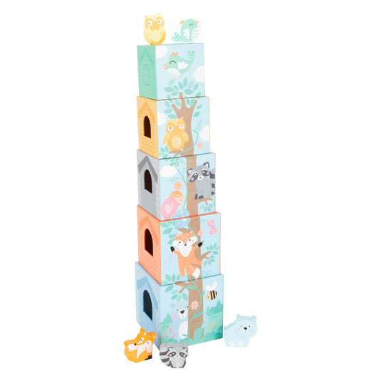 Small foot - stapeltoren met bosdieren pastel, 10dlg.