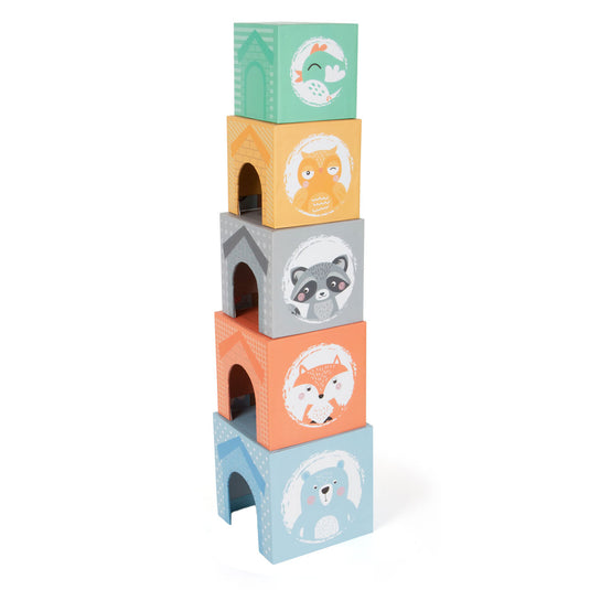 Small foot - stapeltoren met bosdieren pastel, 10dlg.