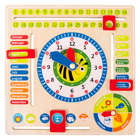 Small foot - houten kalenderklok seizoenen bij (duitstalig)