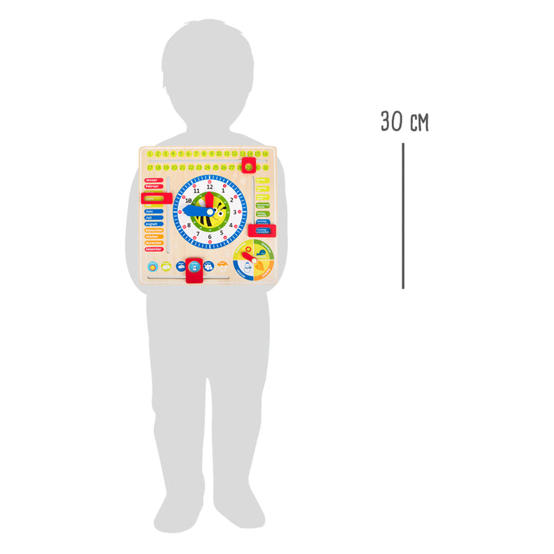 Load image into Gallery viewer, Small foot - houten kalenderklok seizoenen bij (duitstalig)
