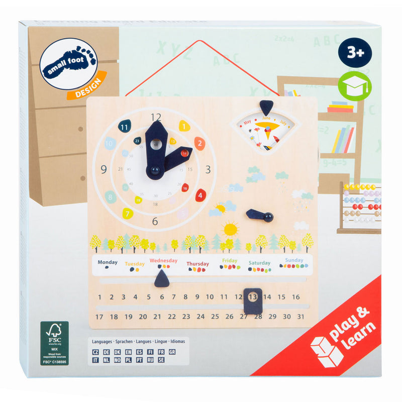 Load image into Gallery viewer, Small foot - houten kalenderklok seizoenen (duitstalig)
