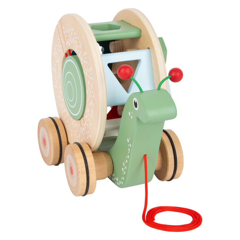Load image into Gallery viewer, Small foot - houten trekfiguur vormenstoof slak, 6dlg.

