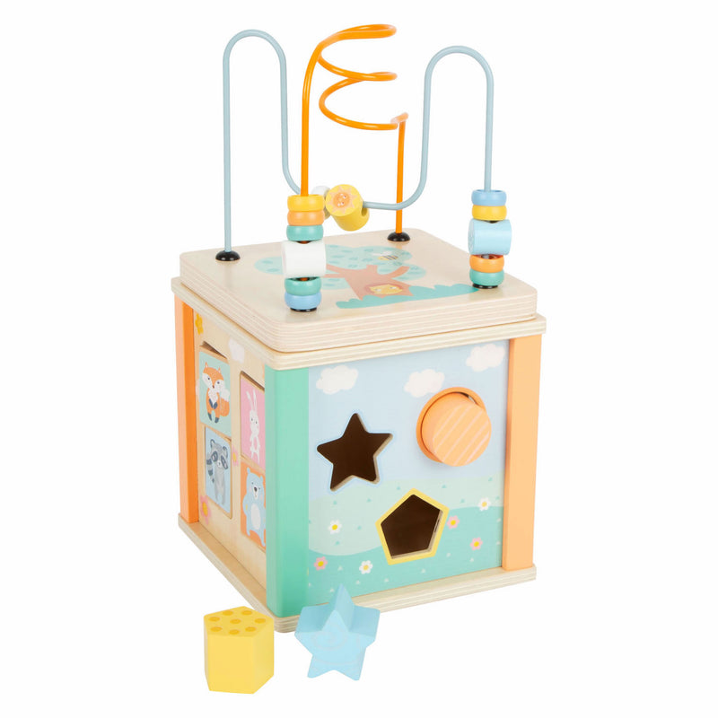 Load image into Gallery viewer, Small foot - houten activiteitenkubus en motoriekspiraal pastel
