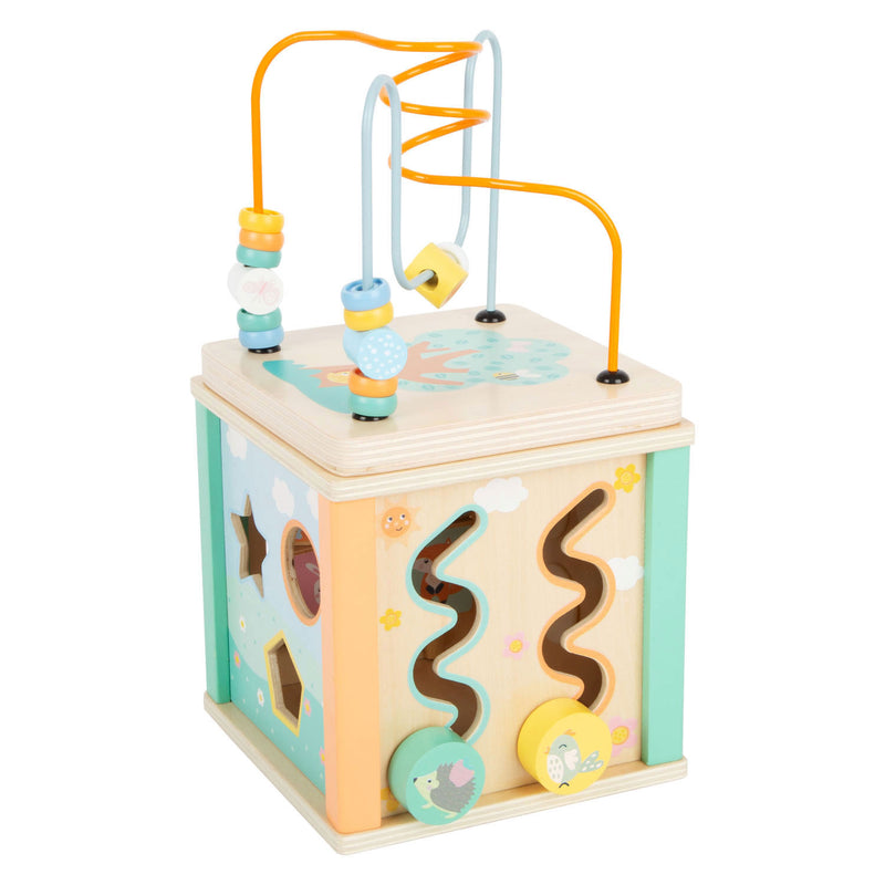 Load image into Gallery viewer, Small foot - houten activiteitenkubus en motoriekspiraal pastel
