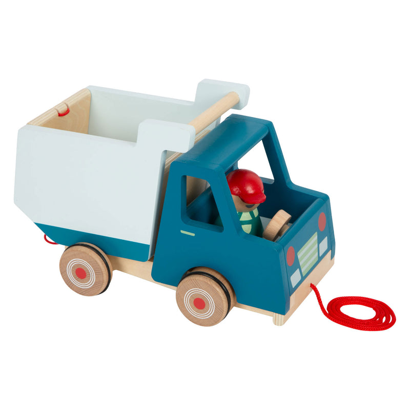 Load image into Gallery viewer, Small foot - houten trekfiguur kiepvrachtwagen
