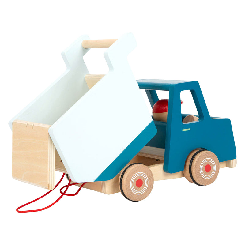 Load image into Gallery viewer, Small foot - houten trekfiguur kiepvrachtwagen
