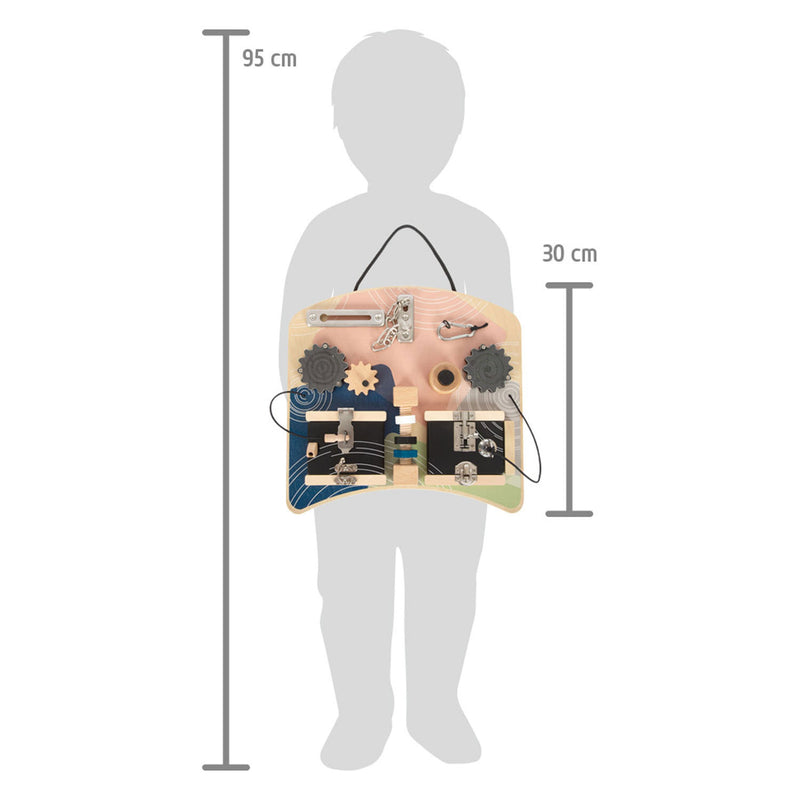 Load image into Gallery viewer, Small foot - houten activiteitenbord rotatie en sloten

