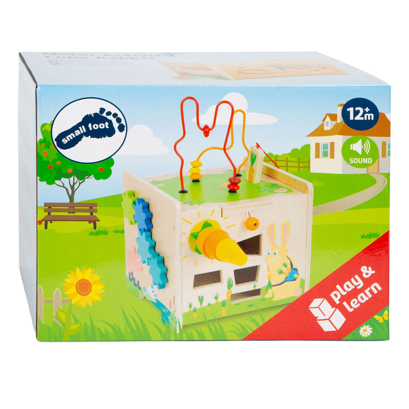 Load image into Gallery viewer, Small foot - houten activiteitenkubus en motoriekspiraal konijn
